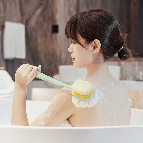 Rub Bath Brush Long Handle Rub Towel Rub Back Artifact Double-Sided Rub Soft Hair Bath Brush Detachable Bath Power