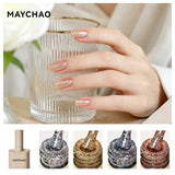 MAYCHAO Cat Eye Magnetic Gel Nail Polish Glitter Effect Semi Permanent Soak Off UV Gel Varnish Manicure For Nail Art