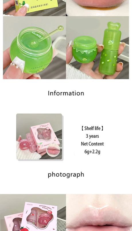 SENSORY PARTY Hydrating & Brightening Lip Mask - Deep Moisture, Lip Wrinkle Reduction, 24-Hour Hydration Lip Oil