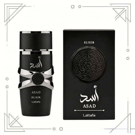 YARA LATTAFA Asad Elixir Eau De Parfum 100ML With Original Gift Box Long Lasting Intense Woody Oriental Fragrance Men Perfume Matte Black Silver Luxury Embossed Bottle Masculine Scent Business Holiday Gift for Him