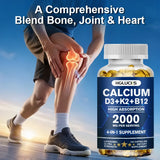 Calcium + D3 + K2 + B12 Capsules, Strength Bone & Teeth, Muscle Health, Replenish Joints, Support Immune Function