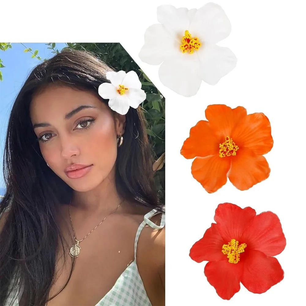 Headwear Hawaiian Flower Hair Clips Side Bangs Clip Hair Accessories Artificial Flower Clips Suitable Vacation Beach Parties