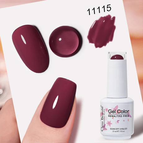Clou Beaute Grey Color Nail Gel Polish Full Coverage Nail Polish Dark Red Gel Lacquer Varnish Vernis Semi Permanent Nail Art