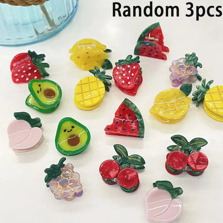 1/3/6pcs Strawberry Cherry Fashionable Ins Hair Accessories Fruit Hair Clips Acetic Acid Hair Clips