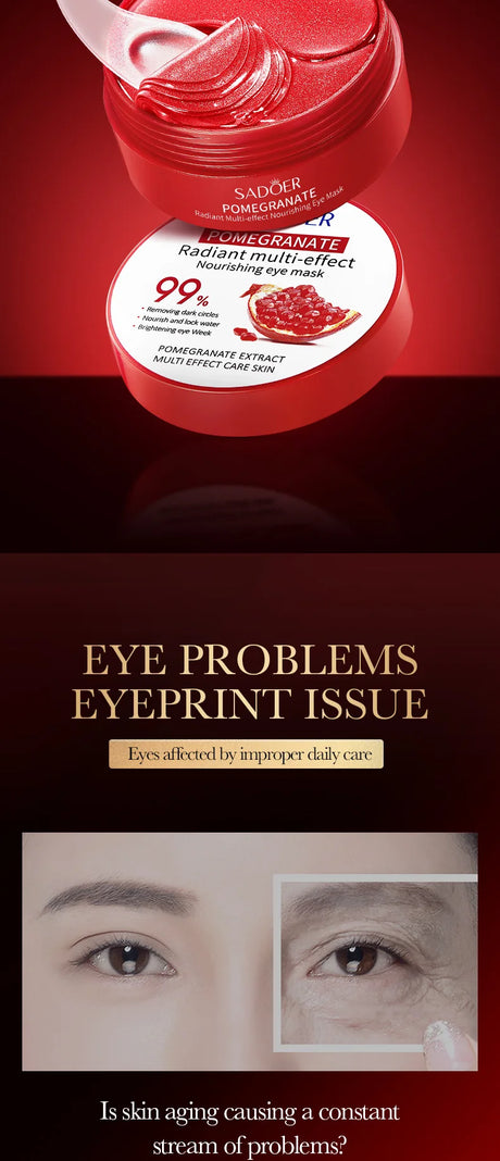 Red Pomegranate Eye Mask, a Multi-Effect Care Product with Moisturizing and Nourishing Properties, Can Effectively Improve Dark Circles Around the Eyes, Reduce Dry Lines and Fine Lines on the Skin Around the Eyes, and Make th