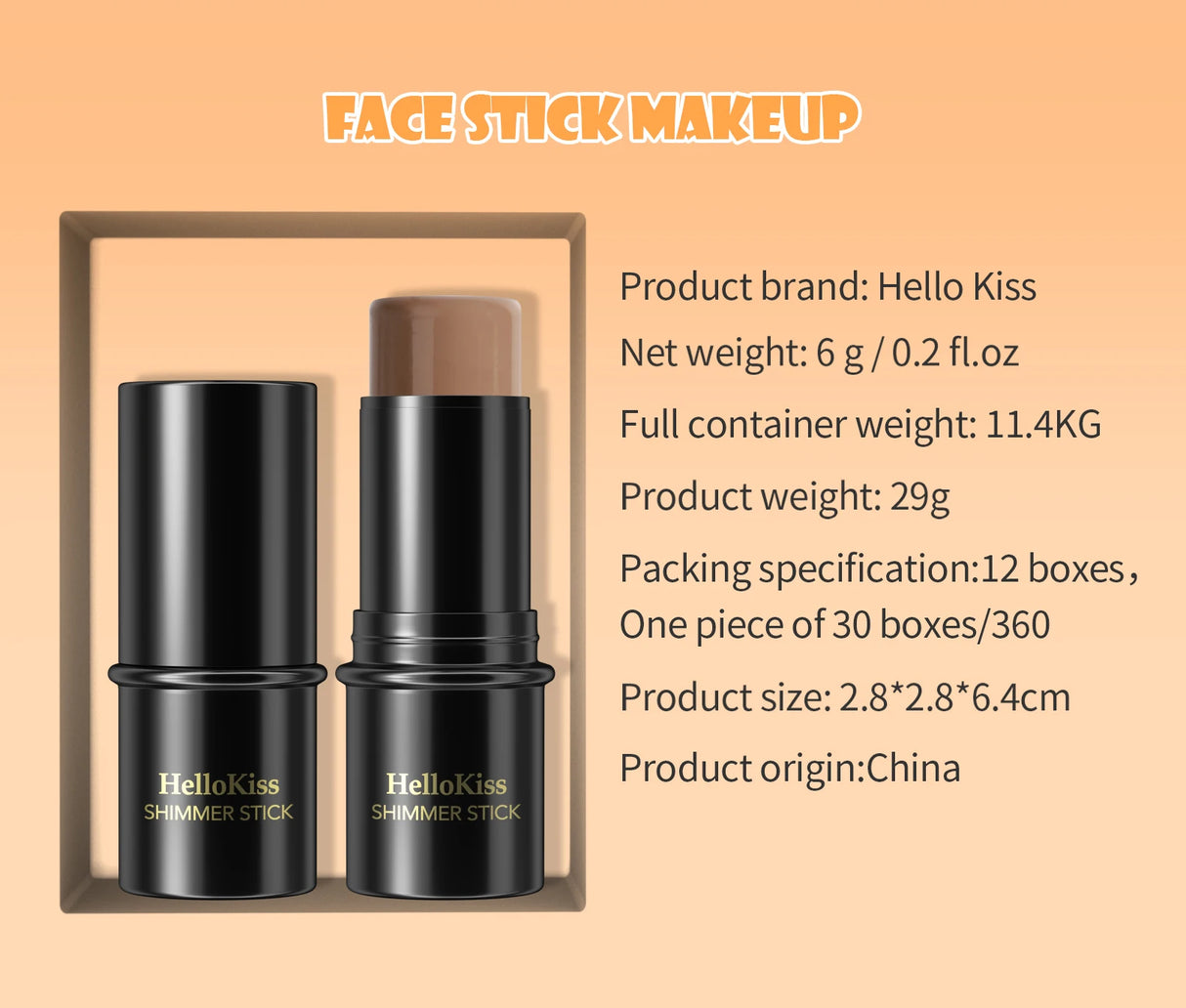 Face Brown Bronzer Contour Stick Face Foundation Makeup Pen Lasting Smooth Contour Shadow Blusher Highlight Concealer Cosmetics