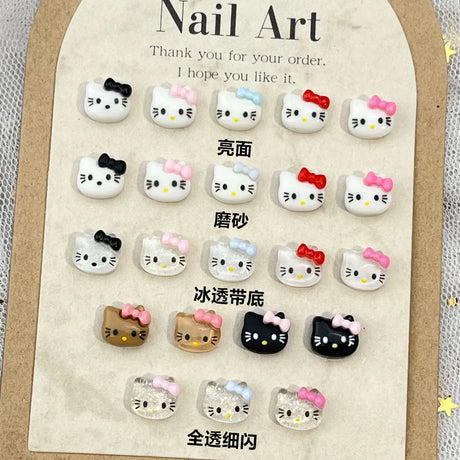 20Pcs Lovely Hello Kitty Cartoon Nail Accessories for Summer Fun Nail Charms Designed for Beautiful Girls
