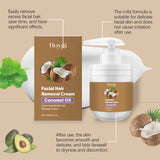 Hoygi Facial Hair Removal Cream for Sensitive Skin Care Upper Lip Hair Removal Coconut Oil Moisturizing Facial Depilatory Cream