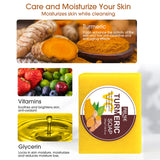 AILKE Natural Turmeric Soap Bar, Brighten, Remove Darkness, Acne, Pimples, Cleaning, Exfoliates, Uneven Skin Tone, 200g