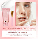 Collagen Wrapping Mask And Brush Set Rejuvenation Moisturize Brightening Korean Face Mask Make Glowy Skin Elasticity Facial Mask