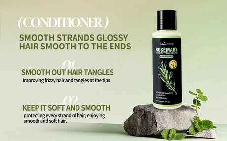 Rosemary Hydrolyzed Keratin Shampoo and Conditioner Set for Damaged Hair, Nourishing Hair Care for Soft, Smooth, Strong Hair