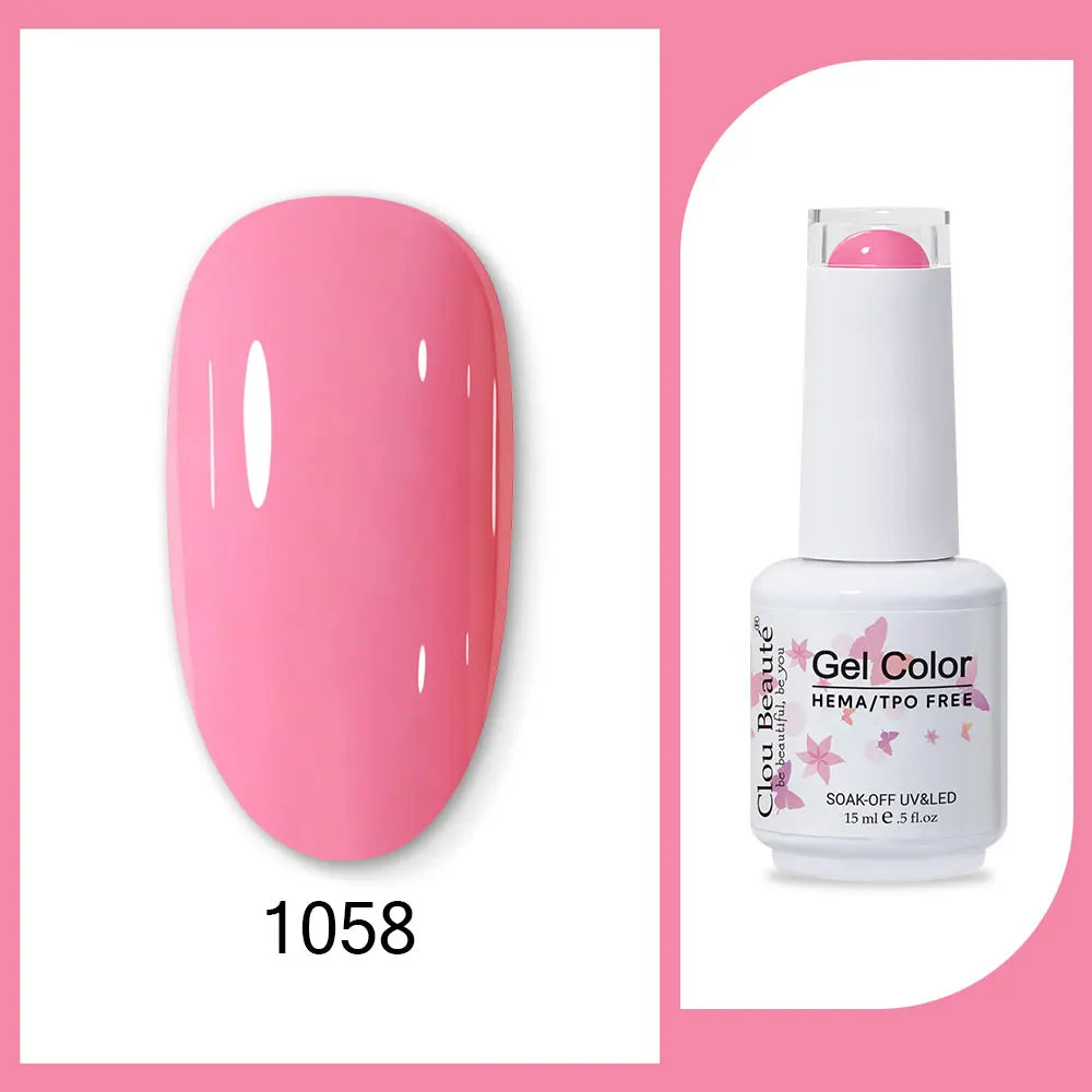 Clou Beaute Gel Color Hema TPO Free 15ml Gel Nail Varnish Soak Off UV Gel Polish Nail Art Manicure Lacquer Nail Art Jelly Gel