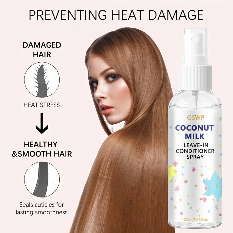 GSWP Coconut Milk Leave-In Conditioner Spray Long-Lasting Fragrance, Oil Control, and Volume, Deep Nourishment. 100/200ml