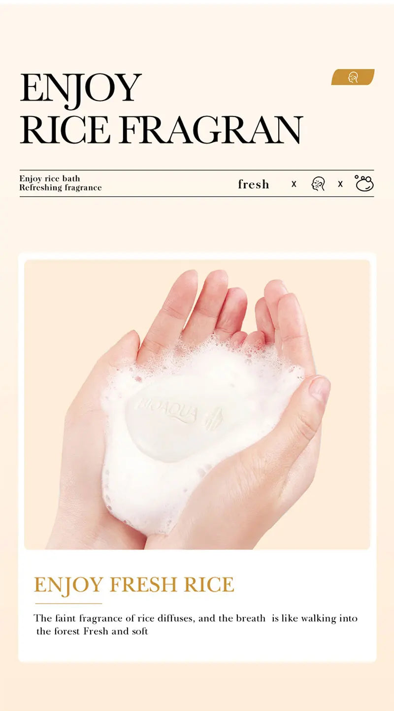 Rice Original Essence Deep Cleaning, Moisturizing Nourishing Facial Cleansing Soap Refreshing Oil Control Facial Wash Hand Soap