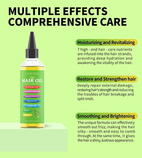 7 In 1 Hair Oil For All Hair Type Rosemary Batana Hair Growth Oil Keratin Biotin Castor Oil Hair Care Oil Beauty Health Product