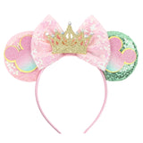 2026 Disney Trip Mickey Ears Headband For Girls Sequin Castle Bow Hairband Cartoon Character Cosplay Hair Accessories Kids Party