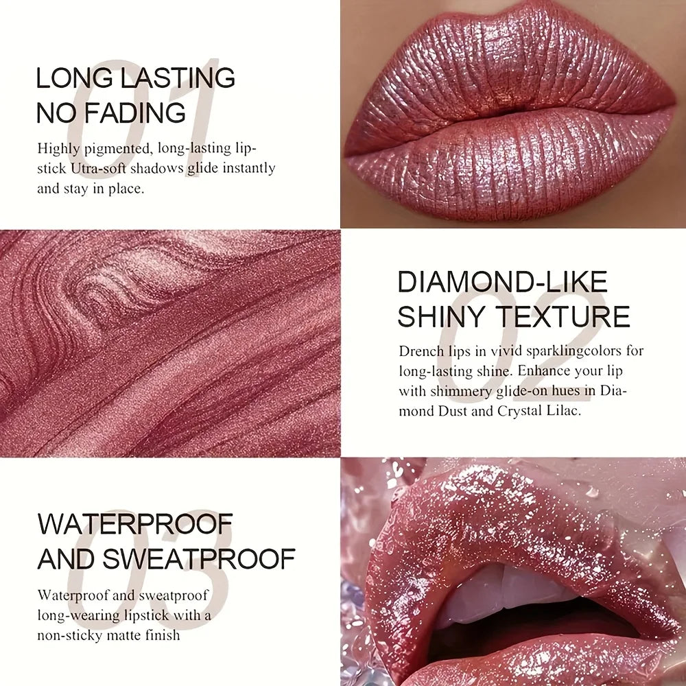 Waterproof and shimmery lipstick, waterproof and sweatproof, long-lasting and smudge-proof, not easy to smudge.
