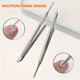 Stainless Steel Multi-Functional Dead Light Beige Remover & Cuticle Pusher Portable Nail Care Tool for Manicure Pedicure