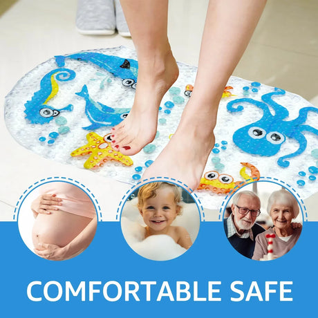 1pc Cartoon Non-slip Bath Mat with Suction Cups 38x69cm Shower Mats for Bathroom Kid's Bathtub Carpet Bath Mat Bathroom Rug