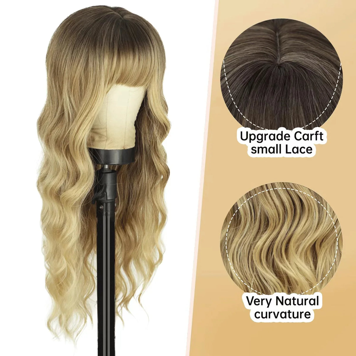 Synthetic wig high temperature fiber long curly hair with bangs soft hair wigs for women