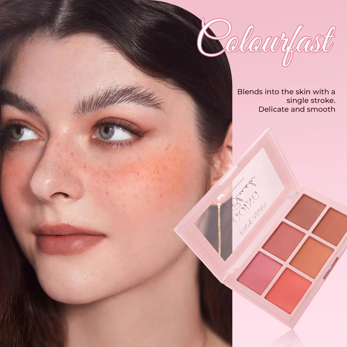 Long Wear Blush Makeup Palette Buildable Color Velvet Finish Face Powder Cheek Contouring Brightening