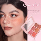 Long Wear Blush Makeup Palette Buildable Color Velvet Finish Face Powder Cheek Contouring Brightening
