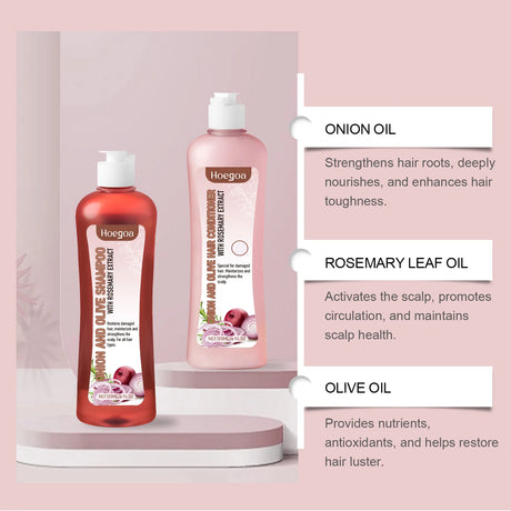 Onion Hair Care Set Rosemary Onion Shampoo Conditioner Set Strengthening Hair Improve Rough Frizz Smooth Shiny Deep Moisturizing Scalp Care Set