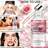 JUINHOU Natural Rose Vitamin ABCE Face Serum for Dull Uneven Skin Daily Hydrating Face Care Improve Skin Radiance Daily Skincare