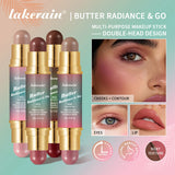 Butter Glow & Go Multiuse Stick Double-Headed Bronzer Blush Stick for Cheeks Contours Light Glossy Bronze&Pink Blusher Cosmetics