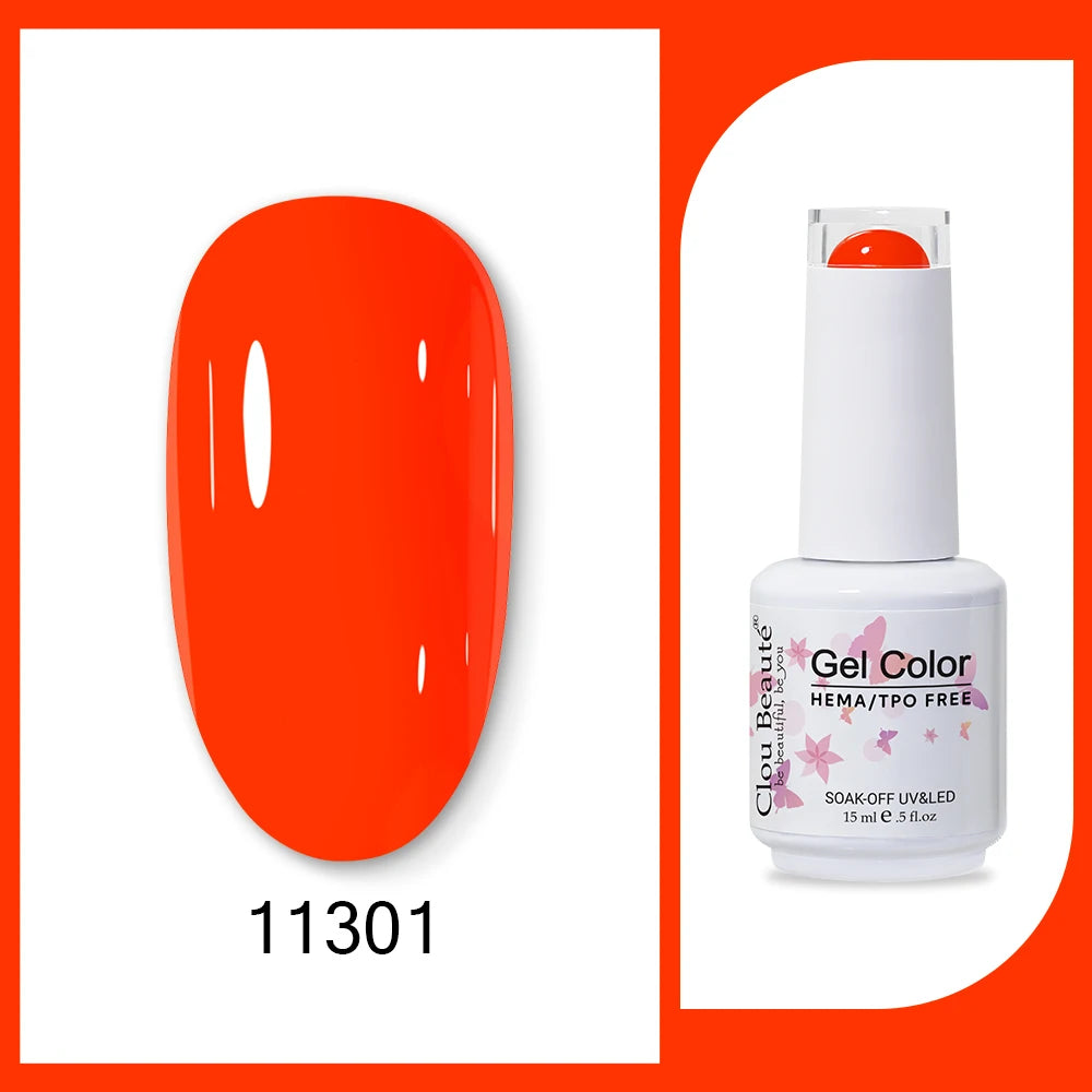 Clou Beaute Gel Color Hema TPO Free 15ml Gel Nail Varnish Soak Off UV Gel Polish Nail Art Manicure Lacquer Nail Art Jelly Gel