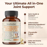 Glucosamine Chondroitin MSM Turmeric Capsules, Supports Hips, Knees, Joint, Bone, Cartilage Health & Mobility, Flexibility