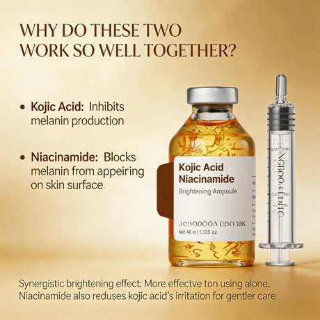 2026 Kojic Acid Niacinamide Brightening Ampoule Lighten Spots Fade Fine Lines Increasing Elasticity Smooth Soften Skin Care 1PCS