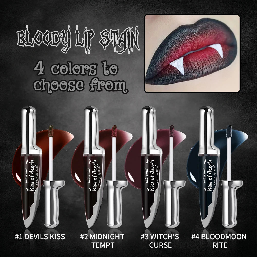Lakerain Fake Bloody Lip Stain Gel-like Waterproof Spill-proof Long Lasting Matte Lip Tinting Halloween Party Lip Cosmetics
