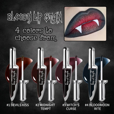 Lakerain Fake Bloody Lip Stain Gel-like Waterproof Spill-proof Long Lasting Matte Lip Tinting Halloween Party Lip Cosmetics