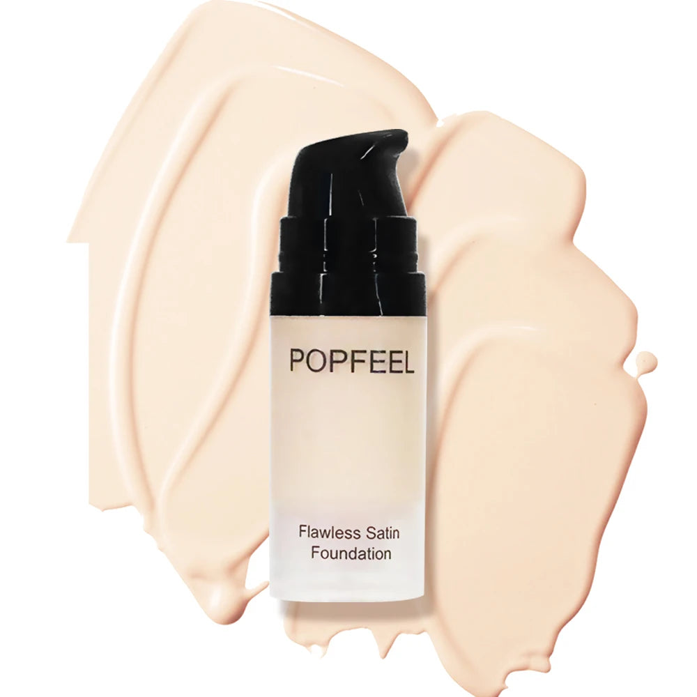 POPFEEL Flawless Satin Foundation, Full Coverage, Waterproof & Sweatproof, Long-Lasting for Perfect Base
