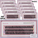 10 boxes of 20D/40D DIY eyelash sets suitable for beginners, with mixed lengths of 10/12/14mm eyelash clusters soft and durable,