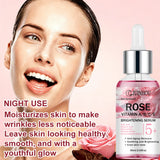JUINHOU Natural Rose Vitamin ABCE Face Serum for Dull Uneven Skin Daily Hydrating Face Care Improve Skin Radiance Daily Skincare