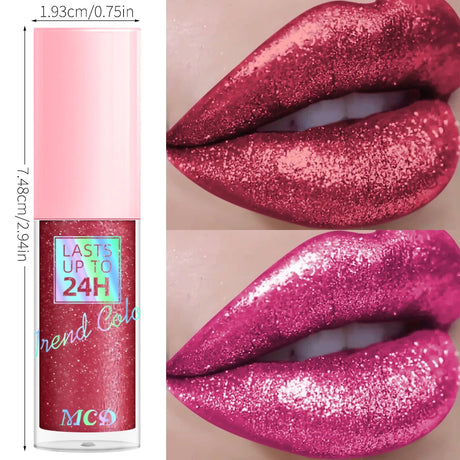 1PC Glitter Lip Gloss Long Lasting Waterproof Metallic Liquid Lipstick Pearl Shining High Pigment Lip Tint Korean Makeup Gifts