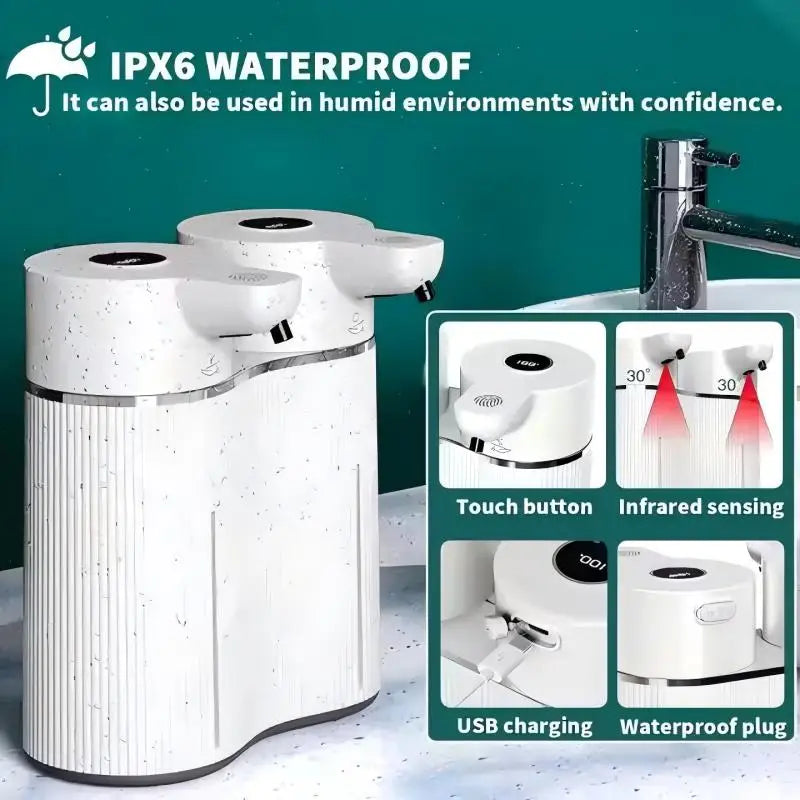 Double-Head Touchless Foam/Gel Infrared Induction Electric Automatic Senor Soap Dispenser Wall-Mounted Hand Washing Pump Machine