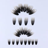 24pcs Upgrade Your Look With White Gradient Almond False Nails 1pc Nail File & 1Nail Glue Sticker Kit Nails