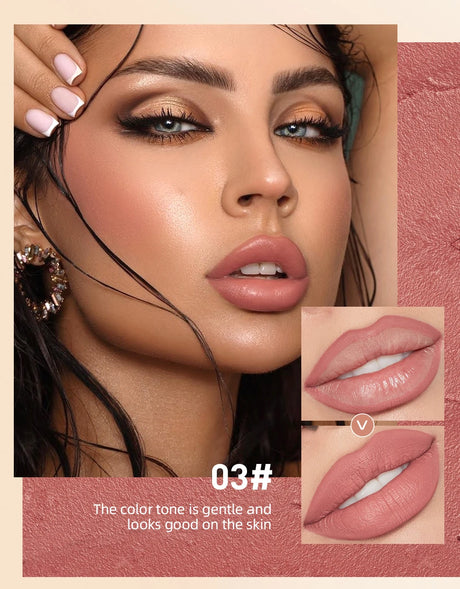 QIBEST Matte Nude Lipstick Pen Long Lasting Lipliner Lip Pencil Waterproof Lip Liner Contour Sexy Red Lip Makeup Set For Women