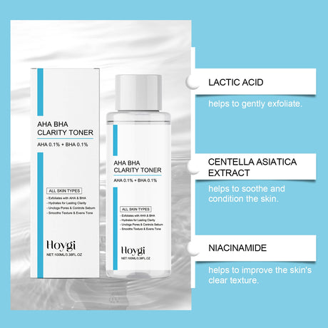 AHA BHA Toner Gentle Exfoliating Toner for Oily Skin Pore Refining Soothing Hydrating Facial Essence Daily Oil Control Skincare