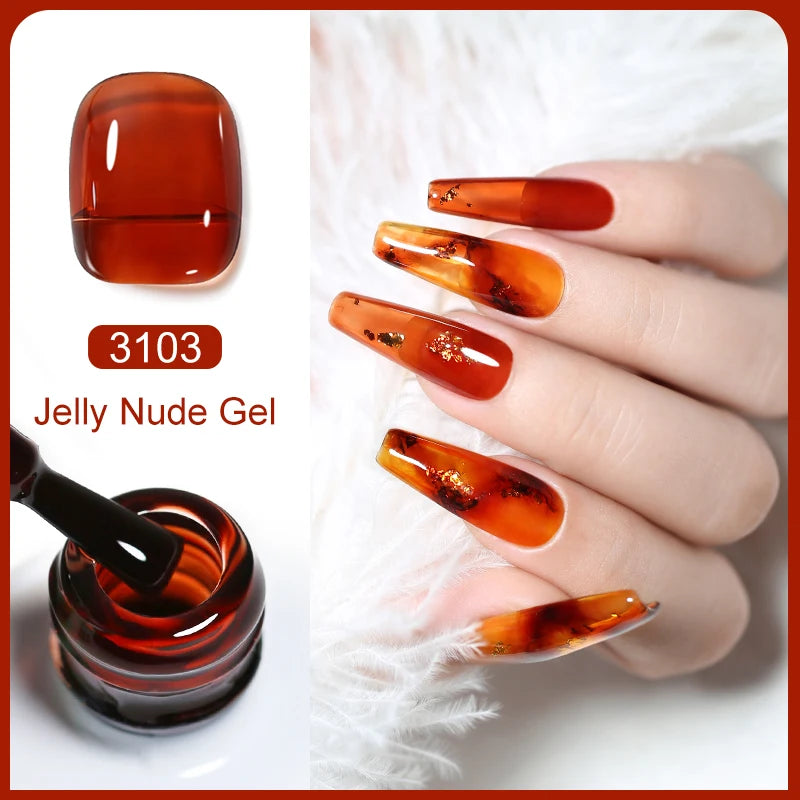 Clou Beaute Translucent Jelly Nude Pink Nail Gel Polish 15ml Vernis Semi Permanent Gel Colorful Varnish Nail Art Manicure Gel