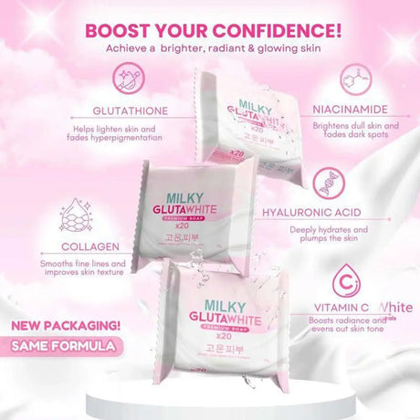 1-10PCS Korean MILKY GLUTAWHITE Premium Soap 70g Deep Cleansing Nourishing Rich Foam Soap Efficient Body Face Cleansing Care