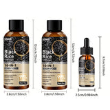 GSWP 10-in-1 Black Rice Moisturizing Shampoo Conditioner Set: Gently Cleanses, Reduces Frizz, Brightens Hair Shine. 200g + 30ml