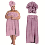 Womens Wrap Towel with Hair Towel Bath Towel Wrap Shower Dress Towel Spa Wraps for Women's Bathrobe