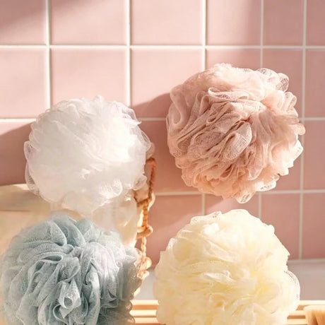 Solid Color Hanging Bath Ball Non-Dispersible Foaming Bath Flower For Home Shower Cleansing Hanging Rope Bath Ball Solid Color