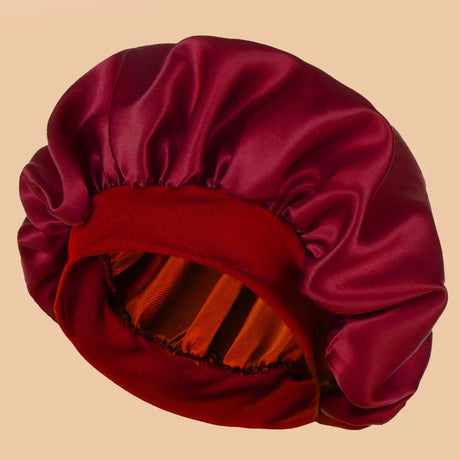 1Pc Women Wide Brim Satin Bonnet, Solid Color Waterproof Shower Cap Soft Silk Hair Protection Hat