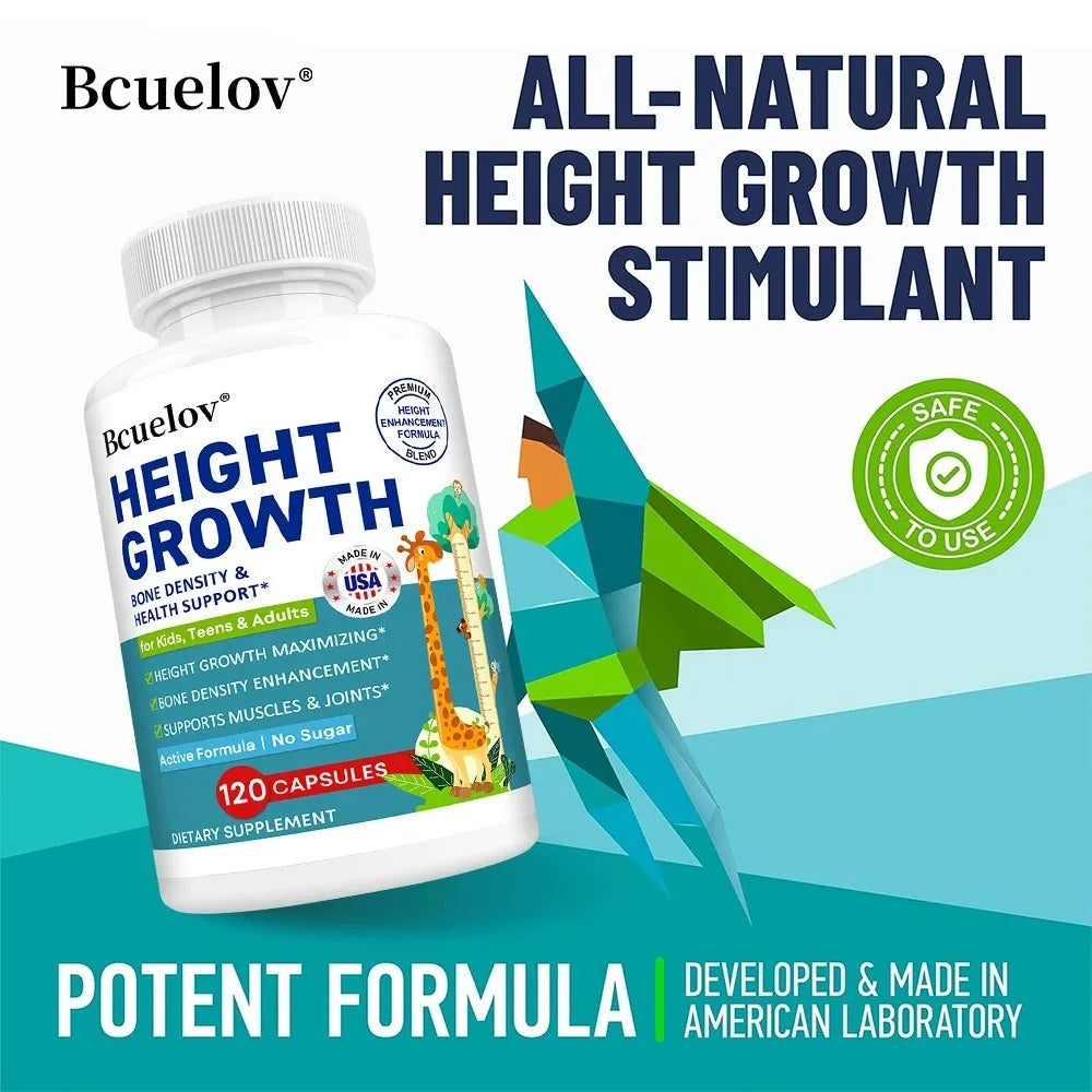Natural Height Growth Capsules for Kids, Teens and Adults Zinc and Calcium Increase Peak Height Supplement Bone Strength