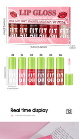 6Pcs Lip Oil Gloss Set, Hydrating High-Shine Non-Sticky Lip Gloss, Moisturizing Clear Pink Red Tint, Travel Makeup Gift